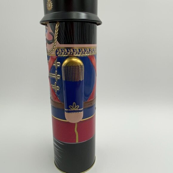 Tin Toy Soldier Nutcracker Empty Cookie Holiday Metal Can Box Container 12" - Picture 7 of 9